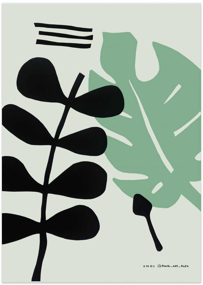 Minimalist Plant Art Print, Scandinavian Style Botanical Wall Art