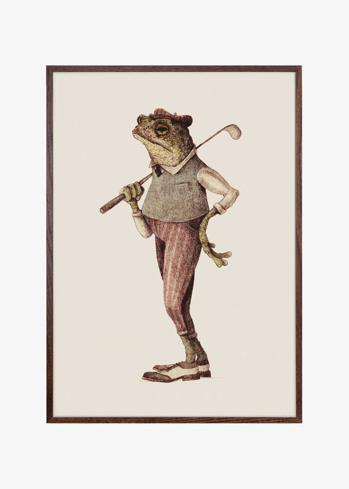 Frog In Vintage Golf Attire