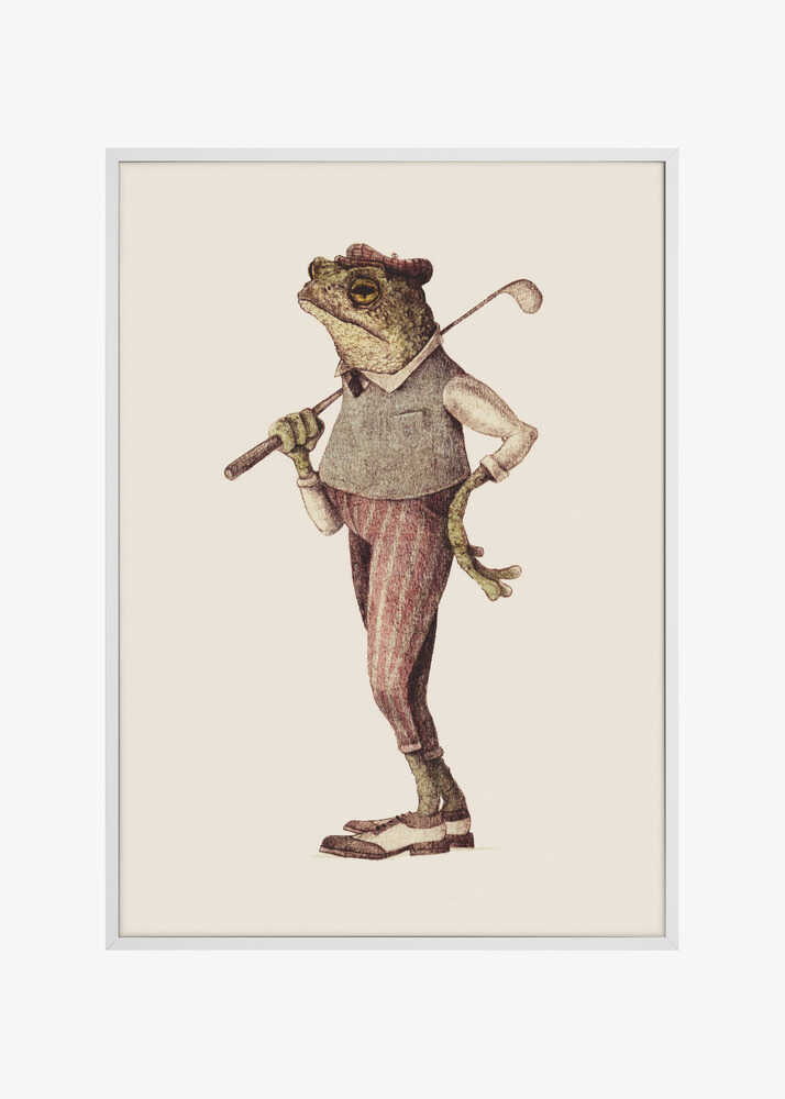 Frog In Vintage Golf Attire