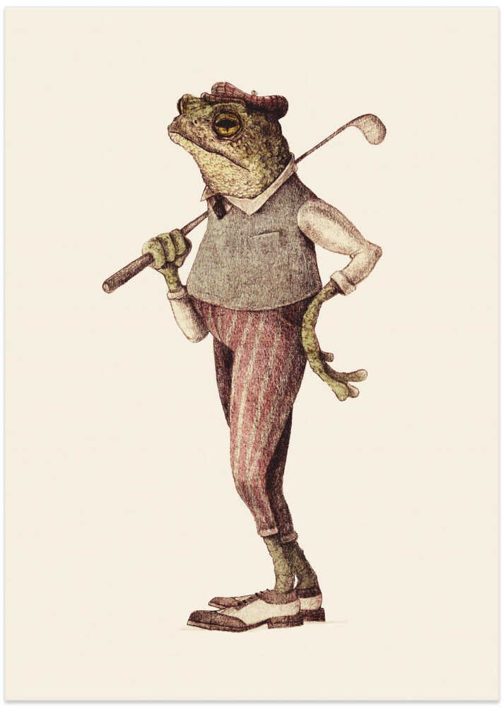 Frog In Vintage Golf Attire