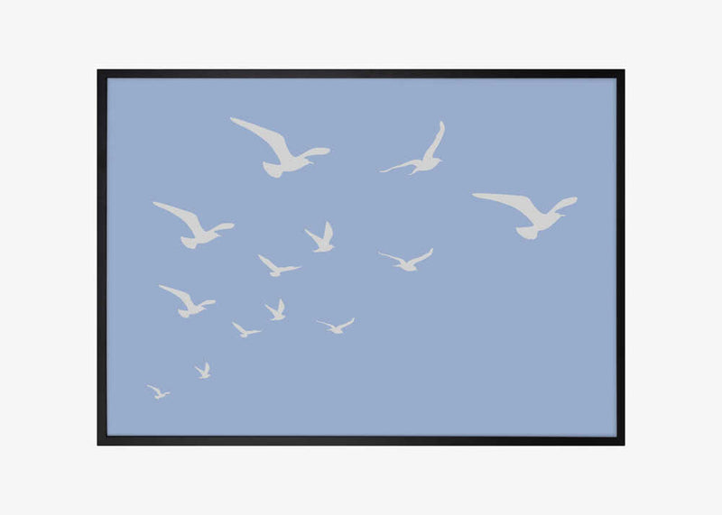 Seagulls Blue Background