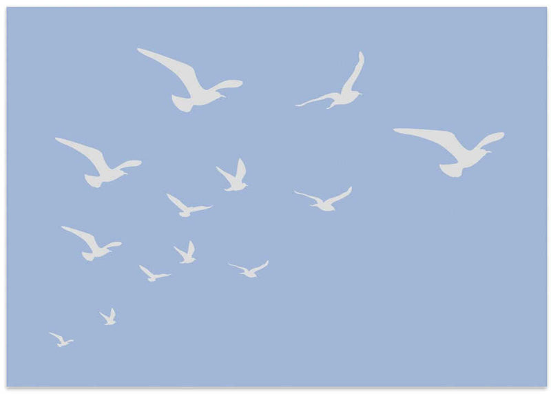 Seagulls Blue Background