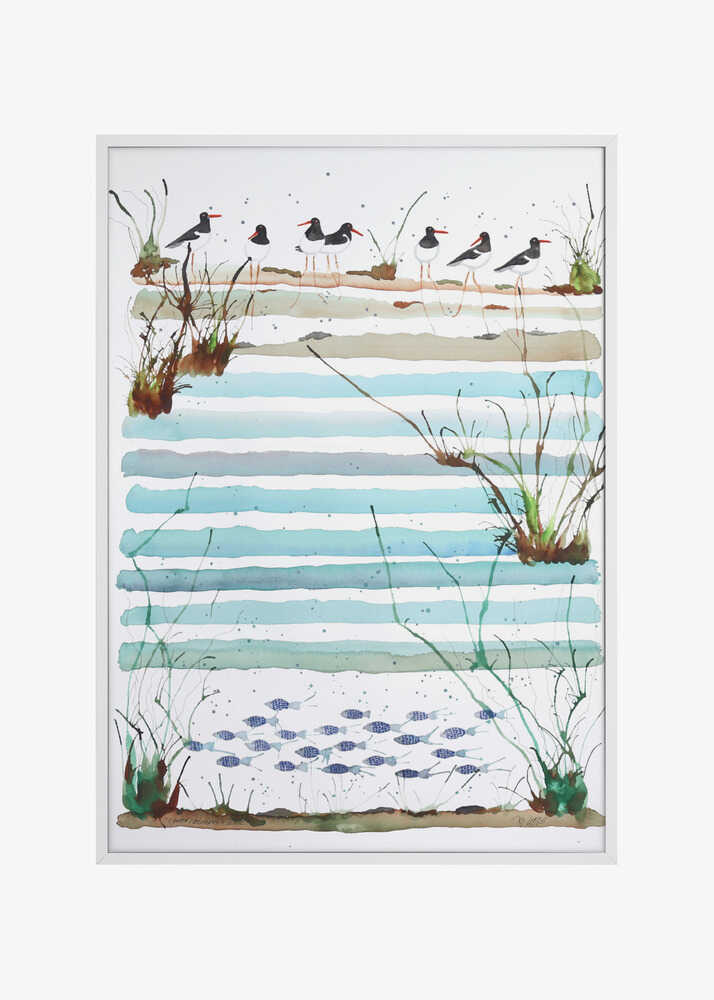 Serene Beach Scene with Shorebirds