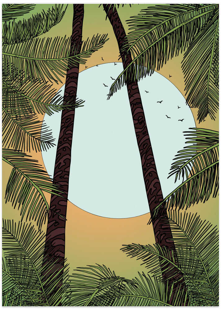 Palm Trees And Vibrant Sunset