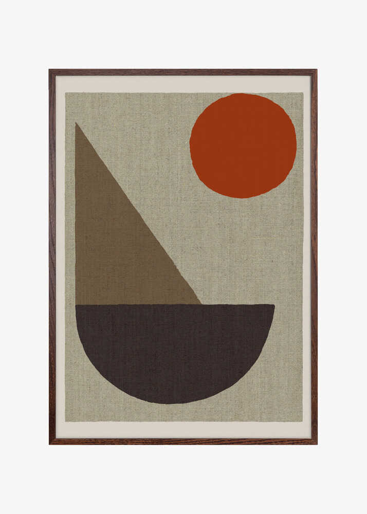 Abstract Shapes in Earth Tones with Red Circle