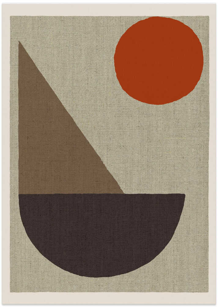 Abstract Shapes in Earth Tones with Red Circle