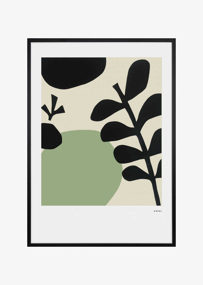 Black And Soft Green Organic Shapes