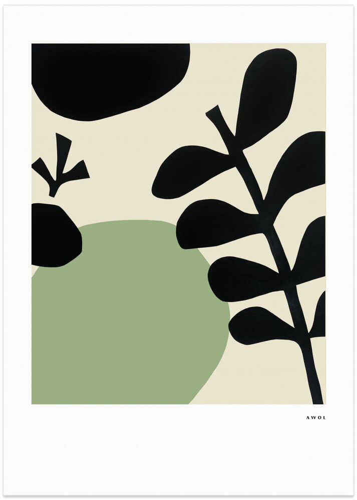 Black And Soft Green Organic Shapes