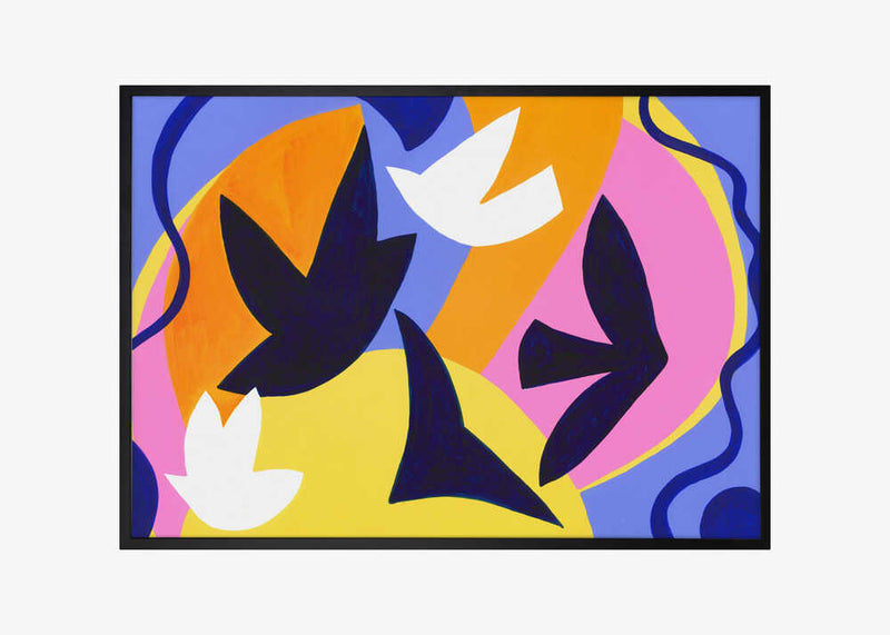 Abstract Blue and White Birds