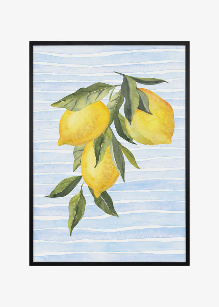 Lemons on Stripes Watercolor