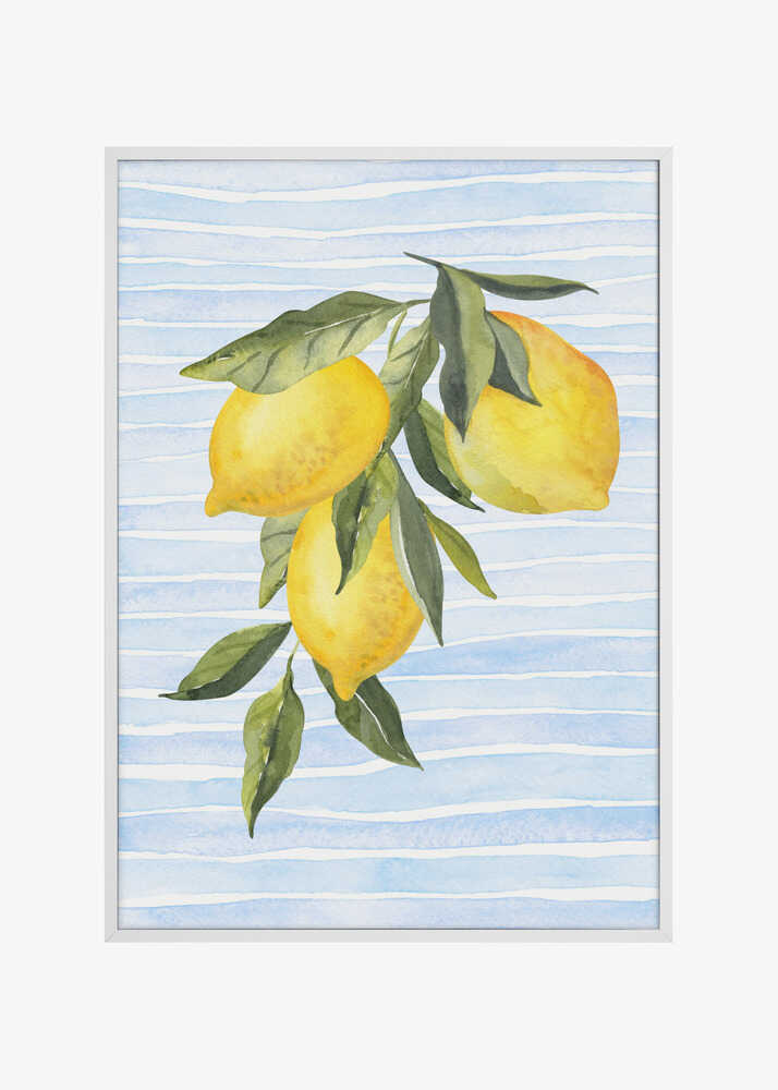 Lemons on Stripes Watercolor