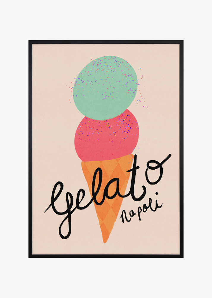 Gelato Napoli Ice Cream Typography Poster