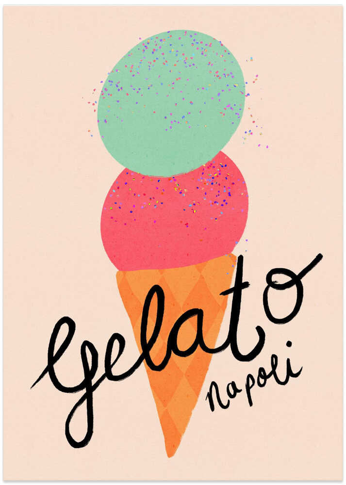 Gelato Napoli Ice Cream Typography Poster