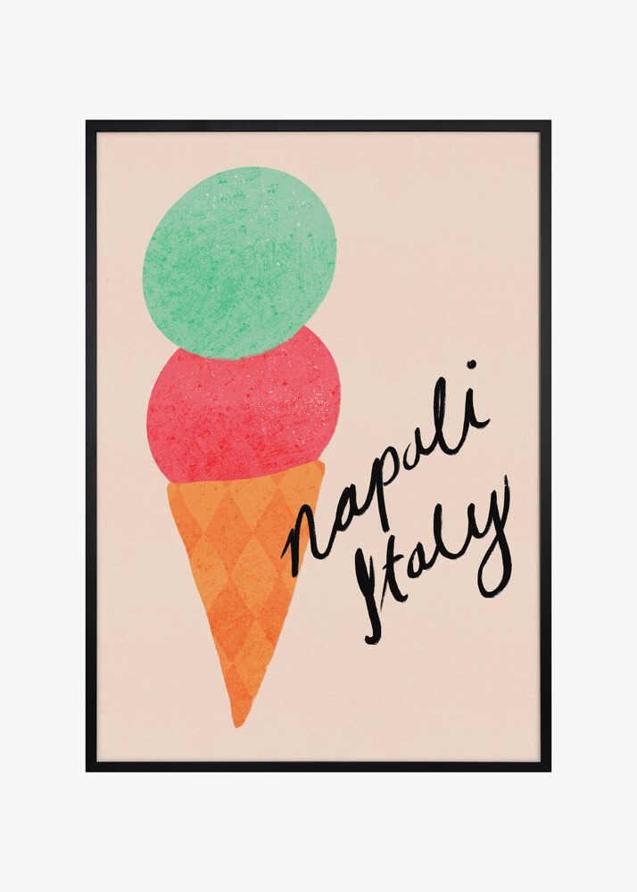 Napoli Italy Gelato Ice Cream Typography Poster