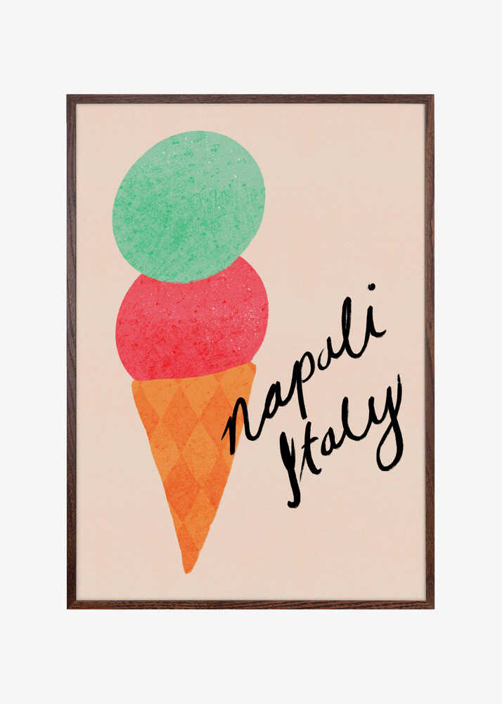 Napoli Italy Gelato Ice Cream Typography Poster