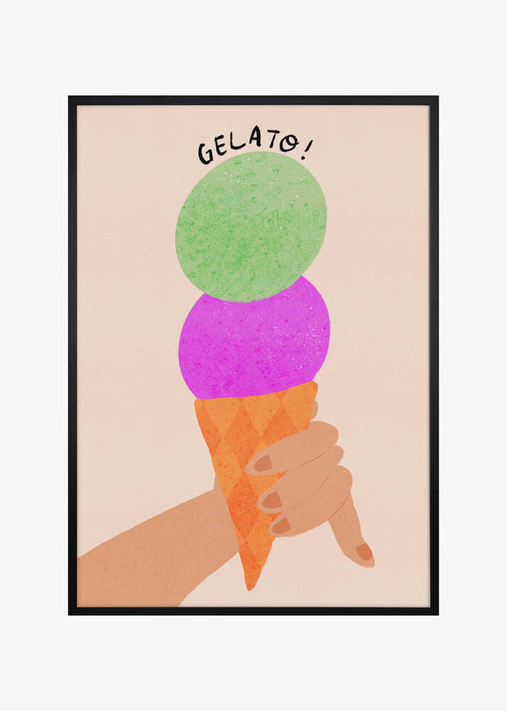 Gelato Blueberry and Mint Italy Ice Cream Typography Poster
