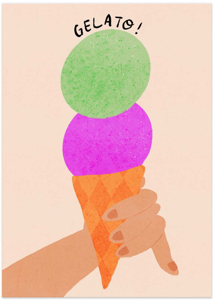 Gelato Blueberry and Mint Italy Ice Cream Typography Poster