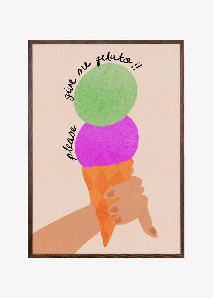 Please Give Me Gelato Ice Cream Typography Poster Blueberry and Mint