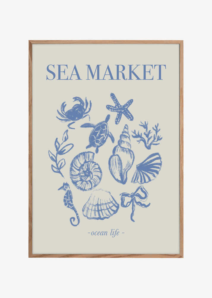 Sea Market Blue Artprint