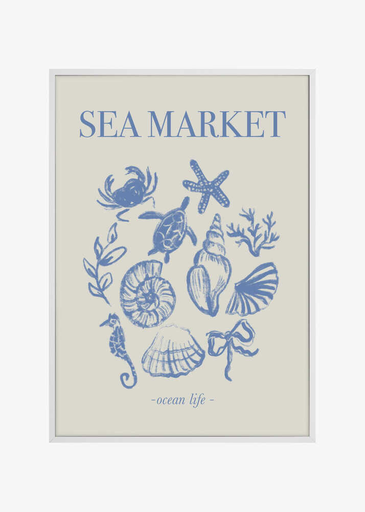 Sea Market Blue Artprint