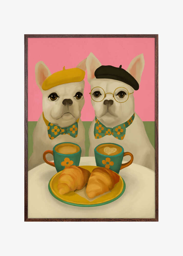 French Bulldogs At Breakfast Café