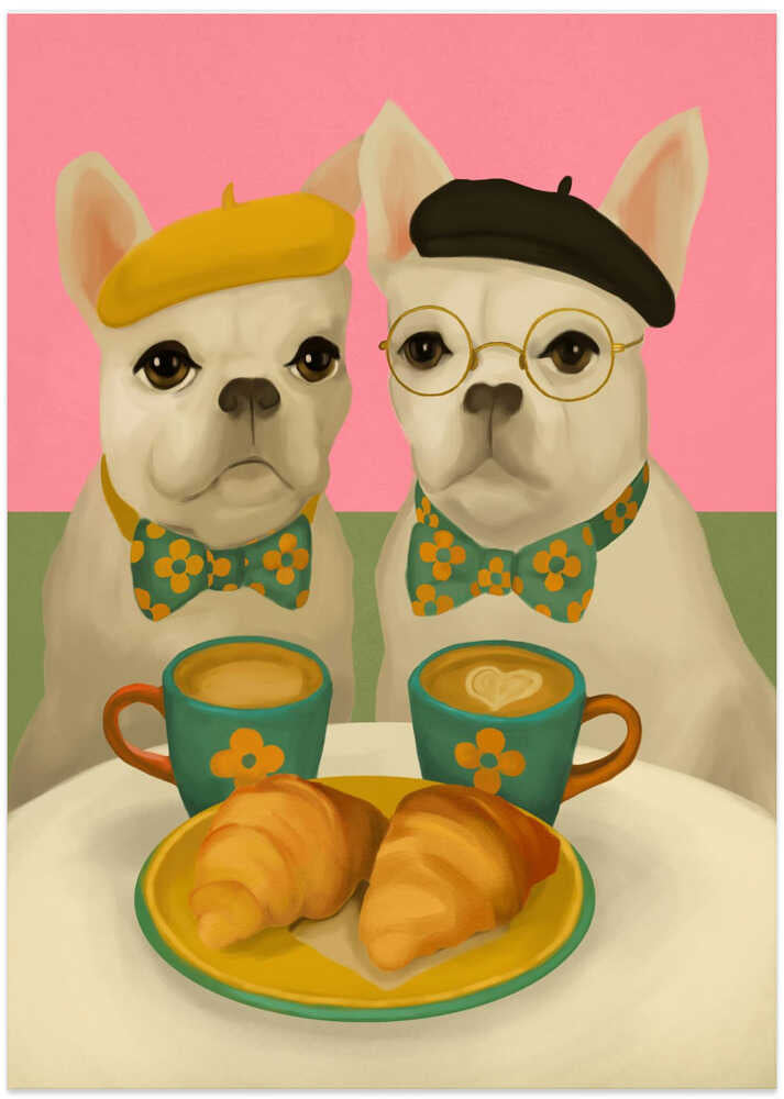 French Bulldogs At Breakfast Café