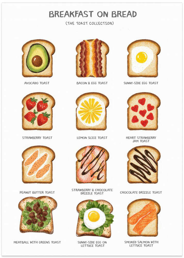 Breakfast on Bread - Type of Sandwiches