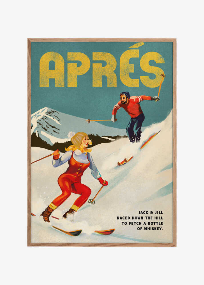 Vintage Pin Up Apres Whiskey Ski Couple