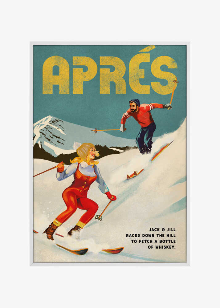 Vintage Pin Up Apres Whiskey Ski Couple