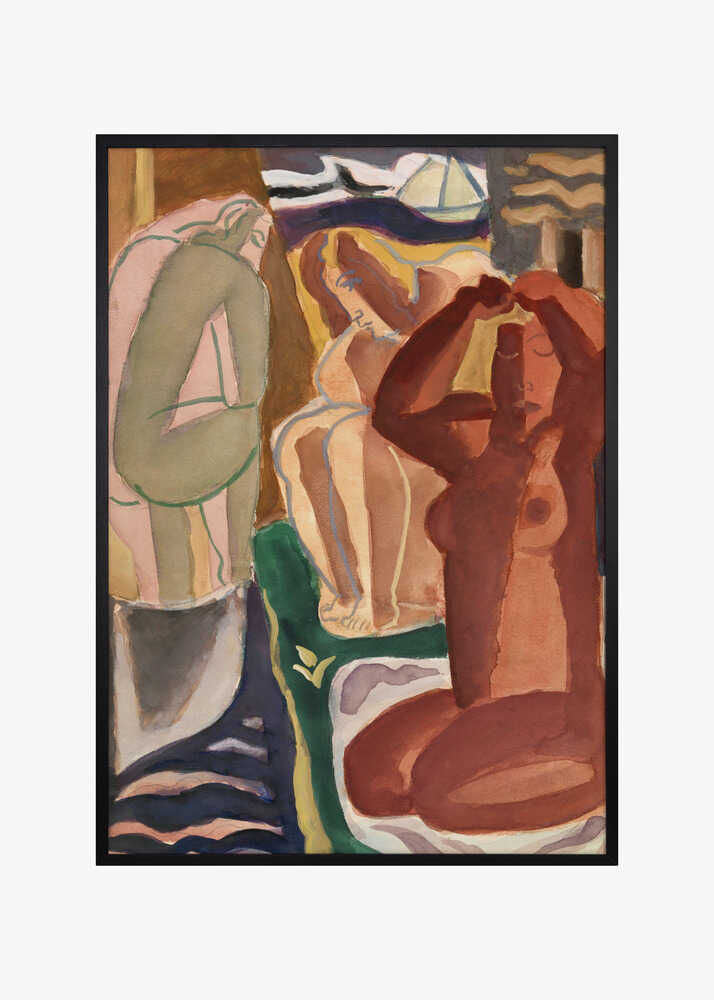 Two Bathing Women and a Bridge Figure 4x5 Clean