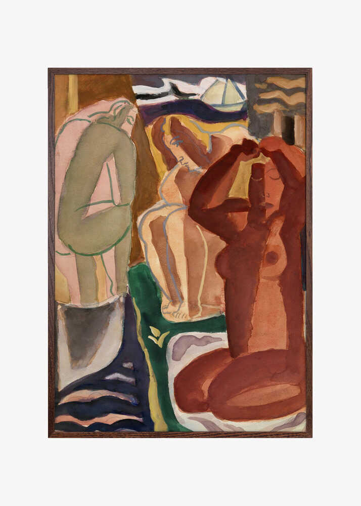 Two Bathing Women and a Bridge Figure 4x5 Clean