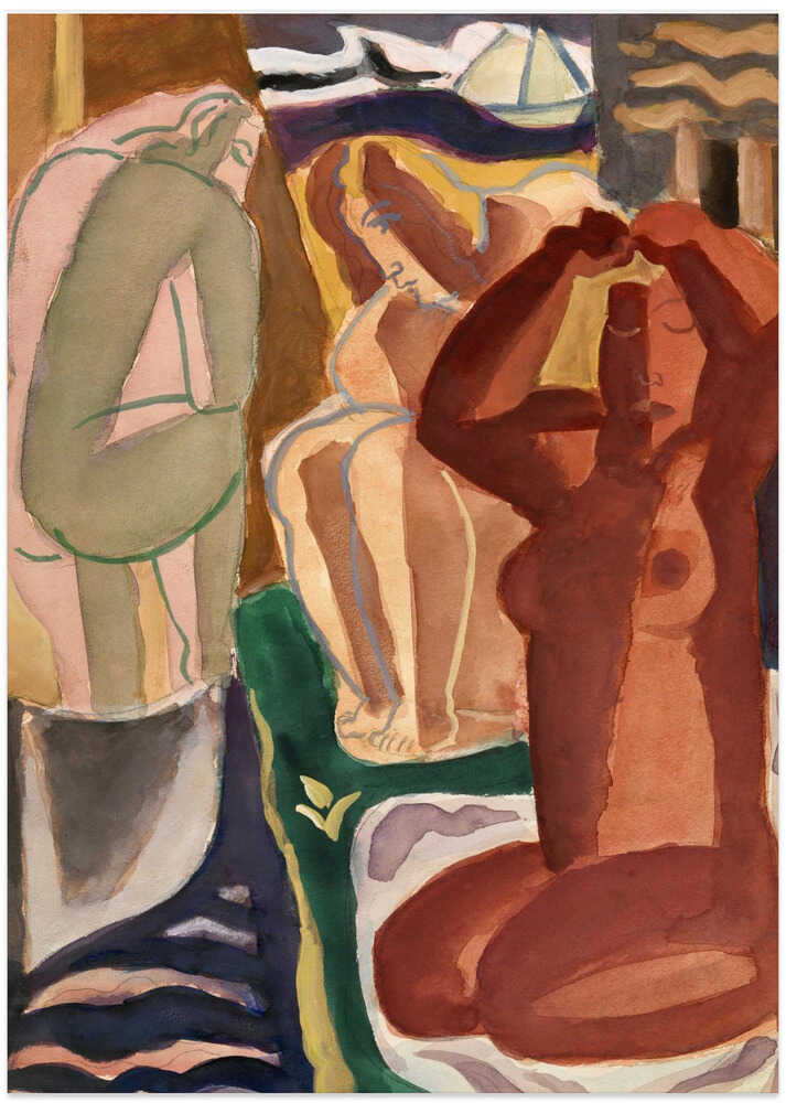 Two Bathing Women and a Bridge Figure 4x5 Clean