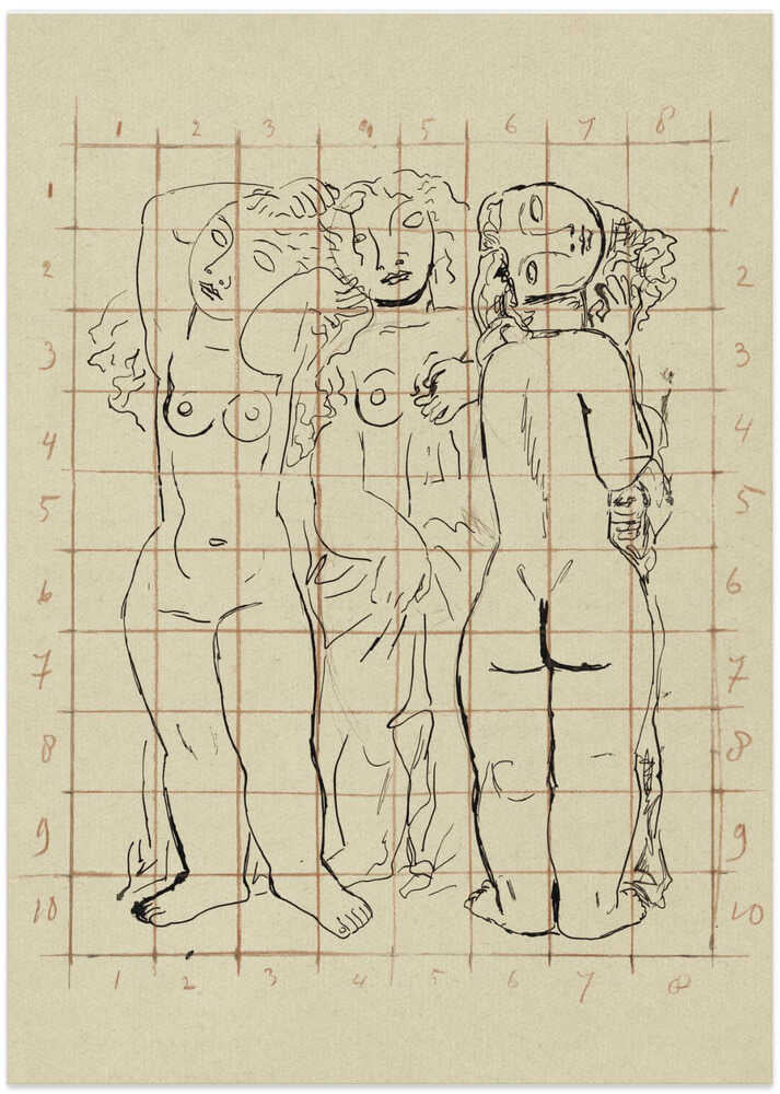 Schets Van Drie Naakte Vrouwen