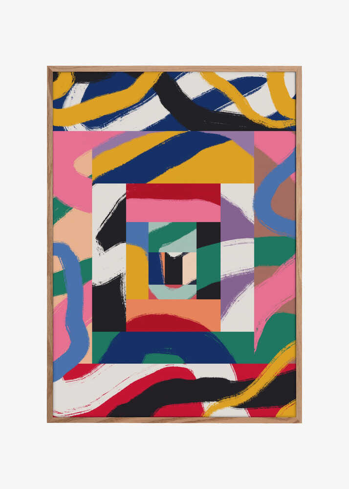 Geometric Shapes and Bold Brushstrokes