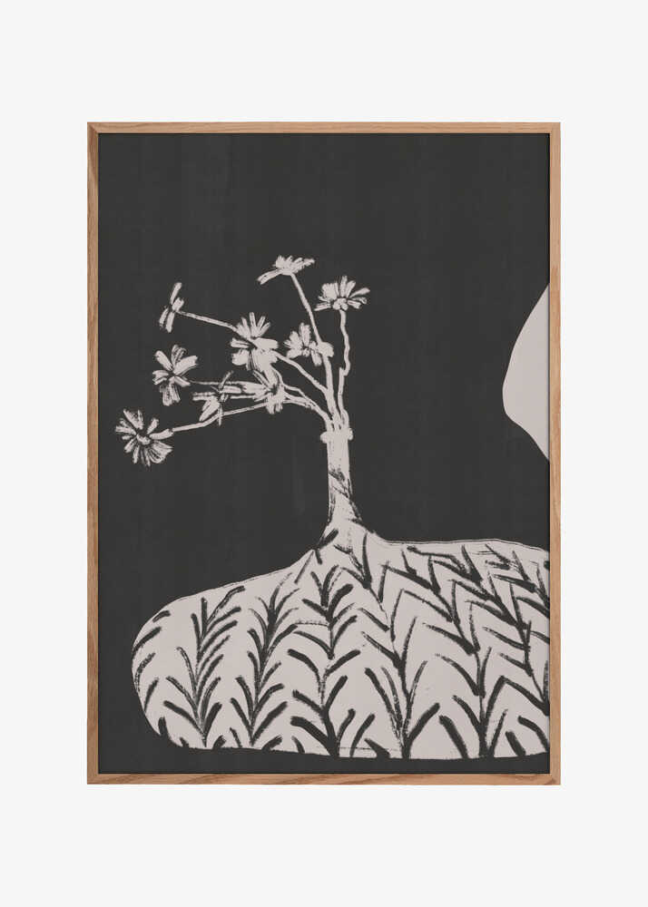 Plump Vase With Slender Flowers