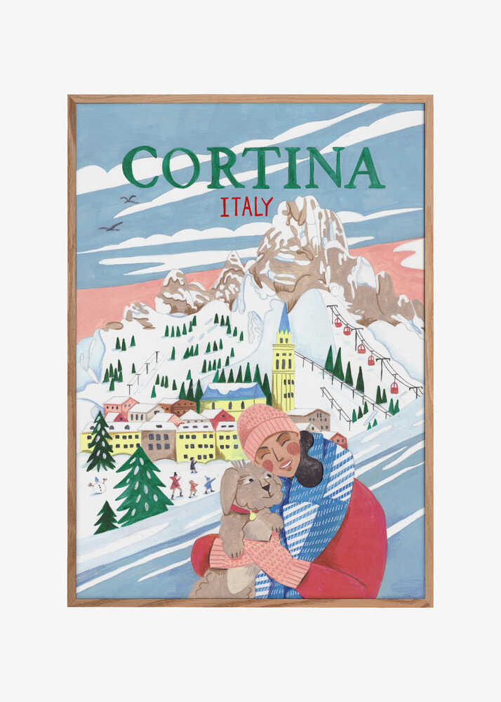 Travel Poster Woman in Cortina, Italy