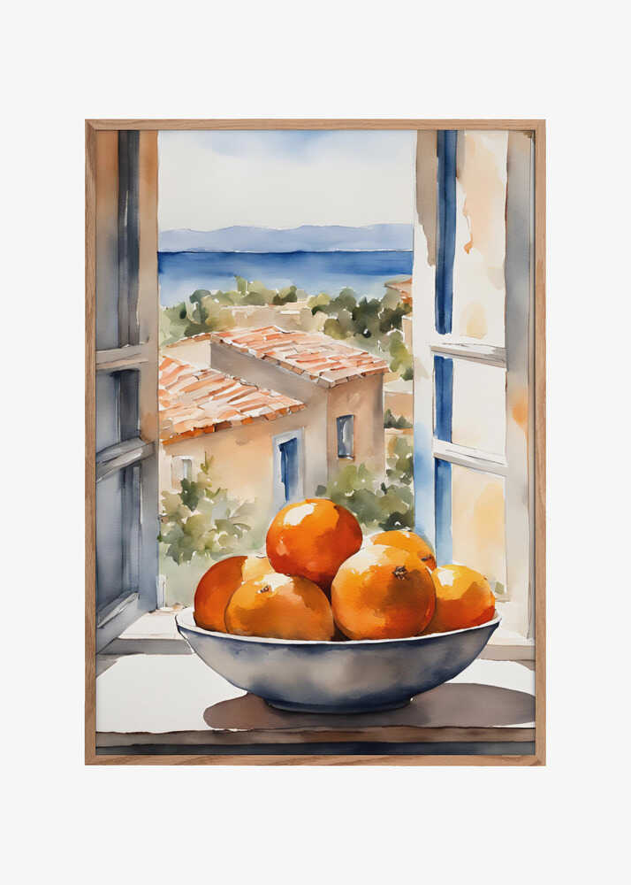 Orangenschale im Fenster