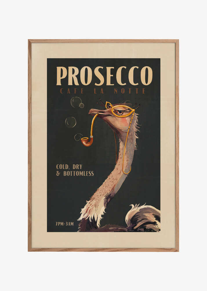 Art Deco Prosecco Wall Art Of An Ostrich
