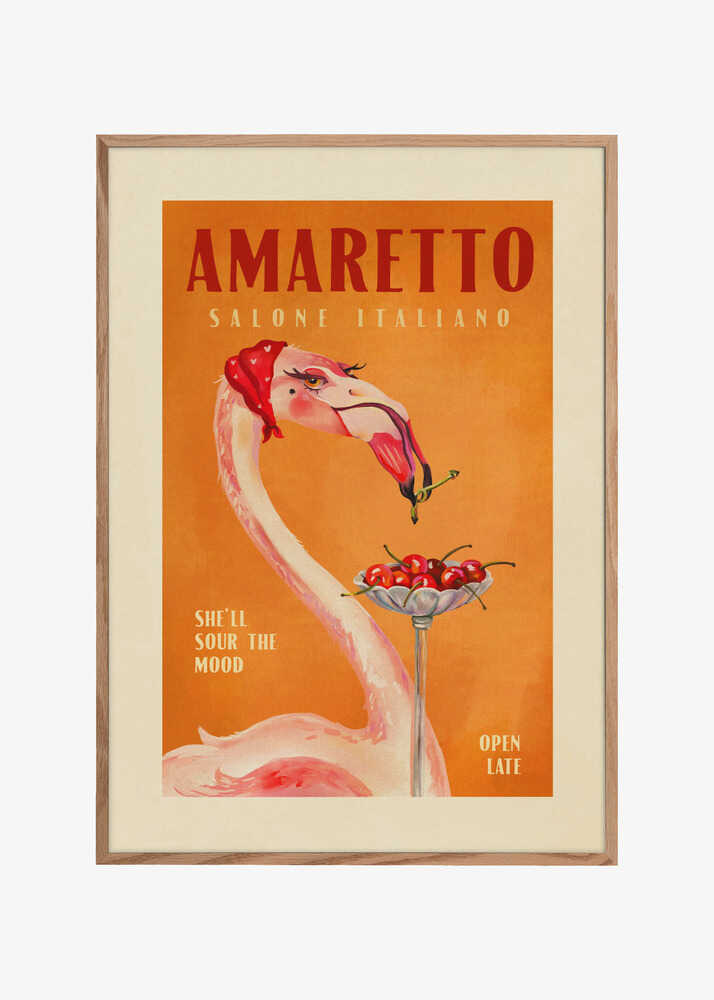 Amaretto Flamingo Art Deco Italian Cafe Travel Art
