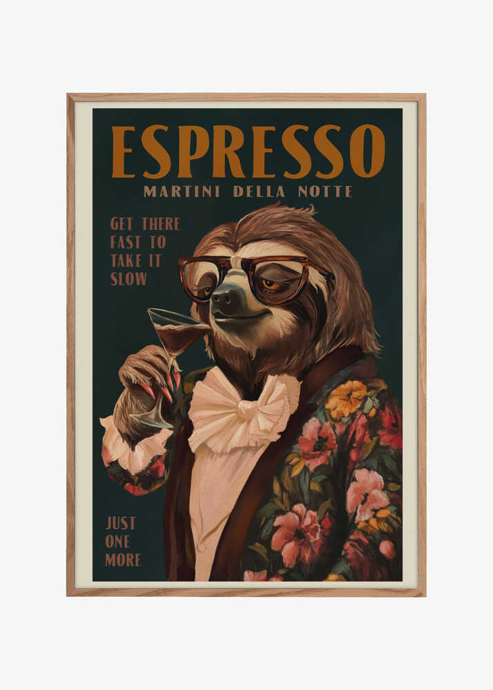 Art Deco Espresso Martini Drinking Sloth