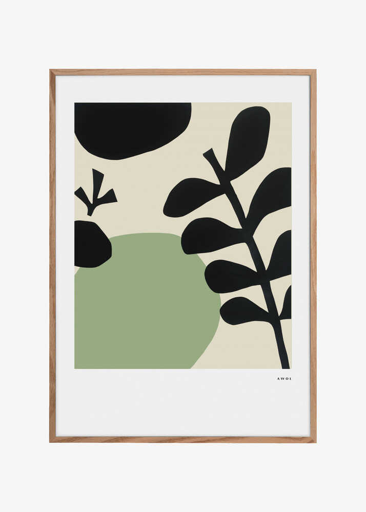 Black And Soft Green Organic Shapes