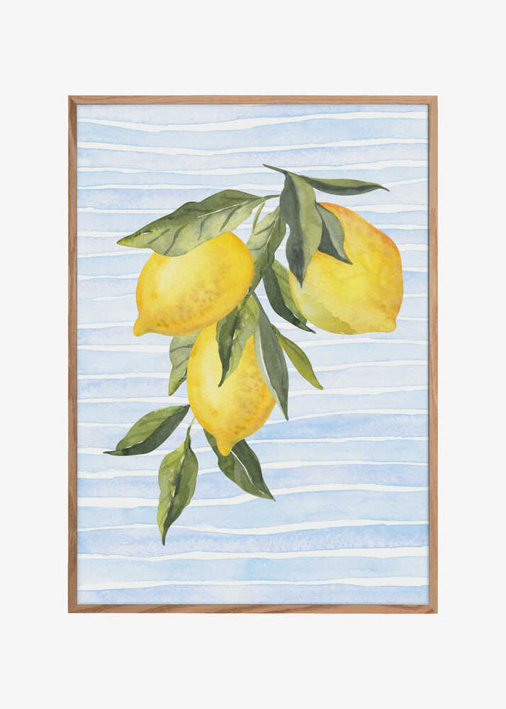 Lemons on Stripes Watercolor