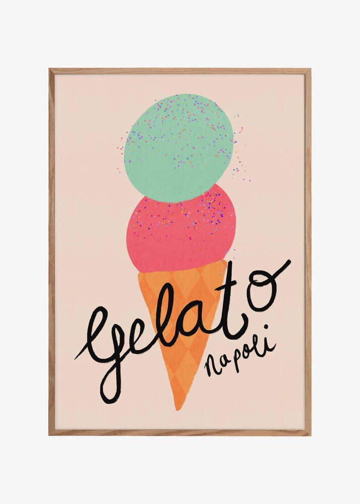 Gelato Napoli Ice Cream Typography Poster