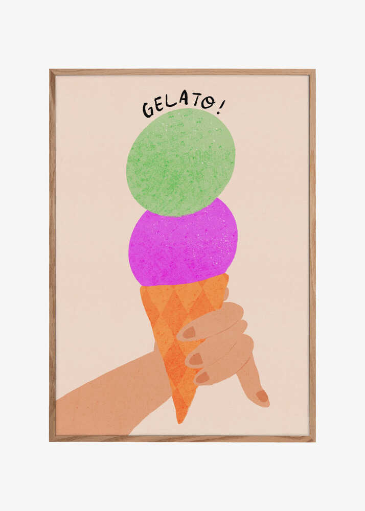 Gelato Blueberry and Mint Italy Ice Cream Typography Poster