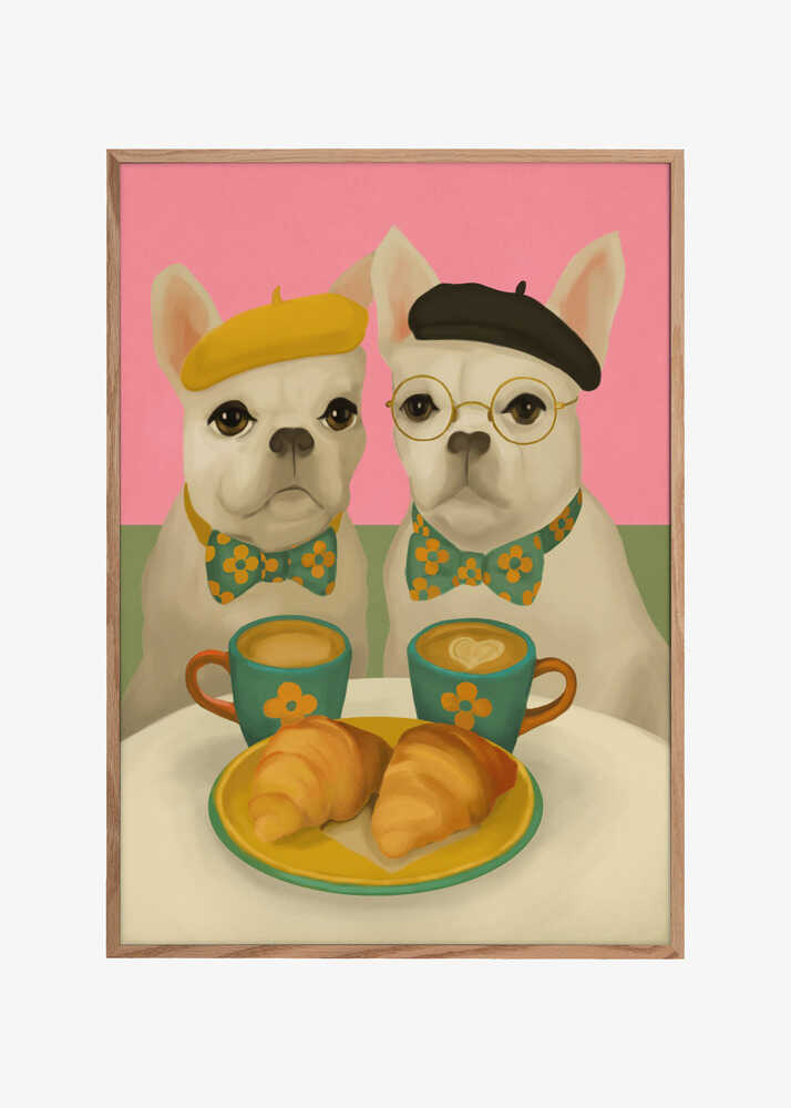 French Bulldogs At Breakfast Café