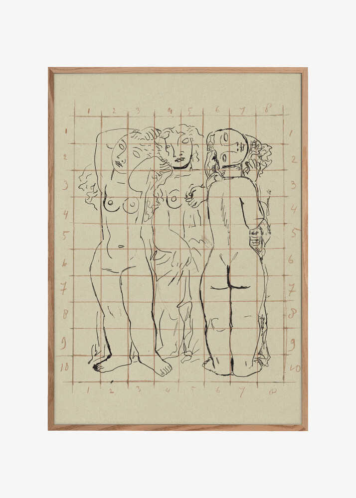 Schets Van Drie Naakte Vrouwen