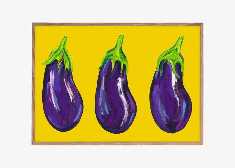 Aubergines On Yellow