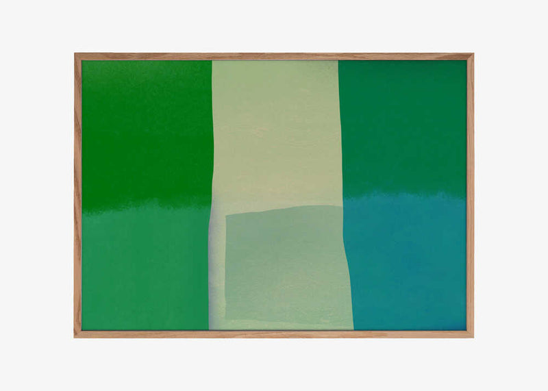 Minimalist Composition With Vibrant Green And Blue Hues