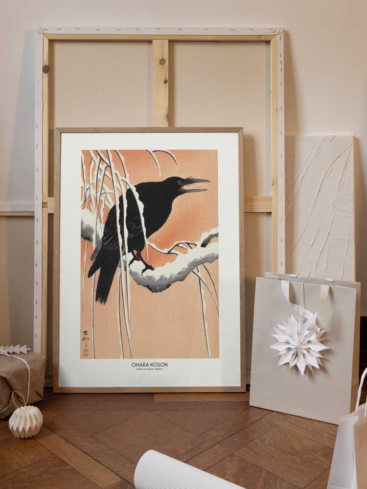 Crow On Snowy Branch