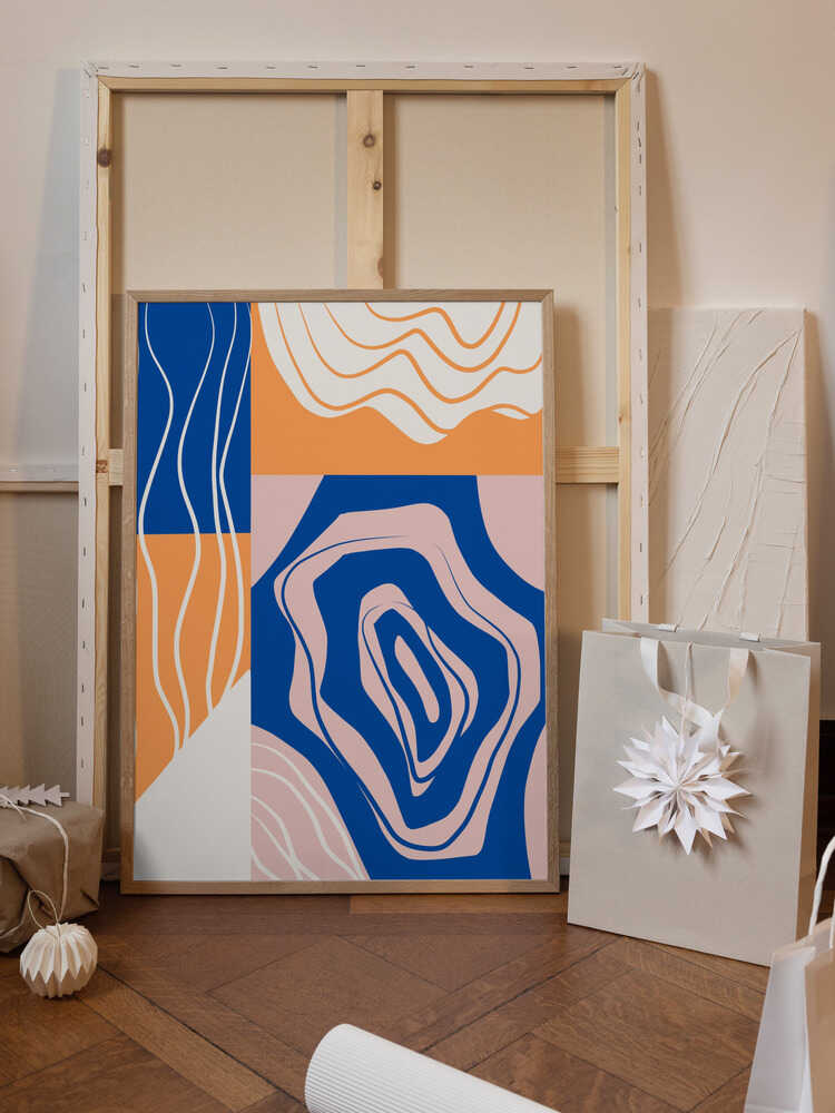 Abstract Collage In Blue and Orange